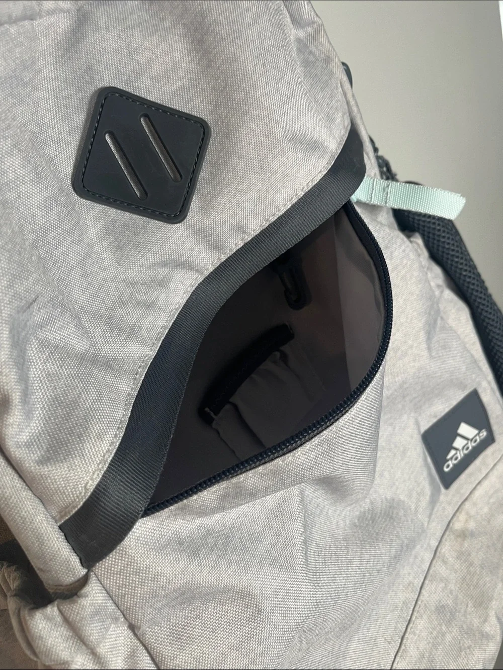 adidas Light Gray Backpack with Mint Blue Accents - Picture 5 of 11